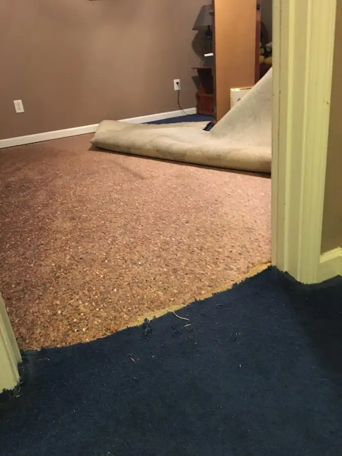 Carpet pad removal revealing water damage during Drying & Dehumidification in Wenatchee