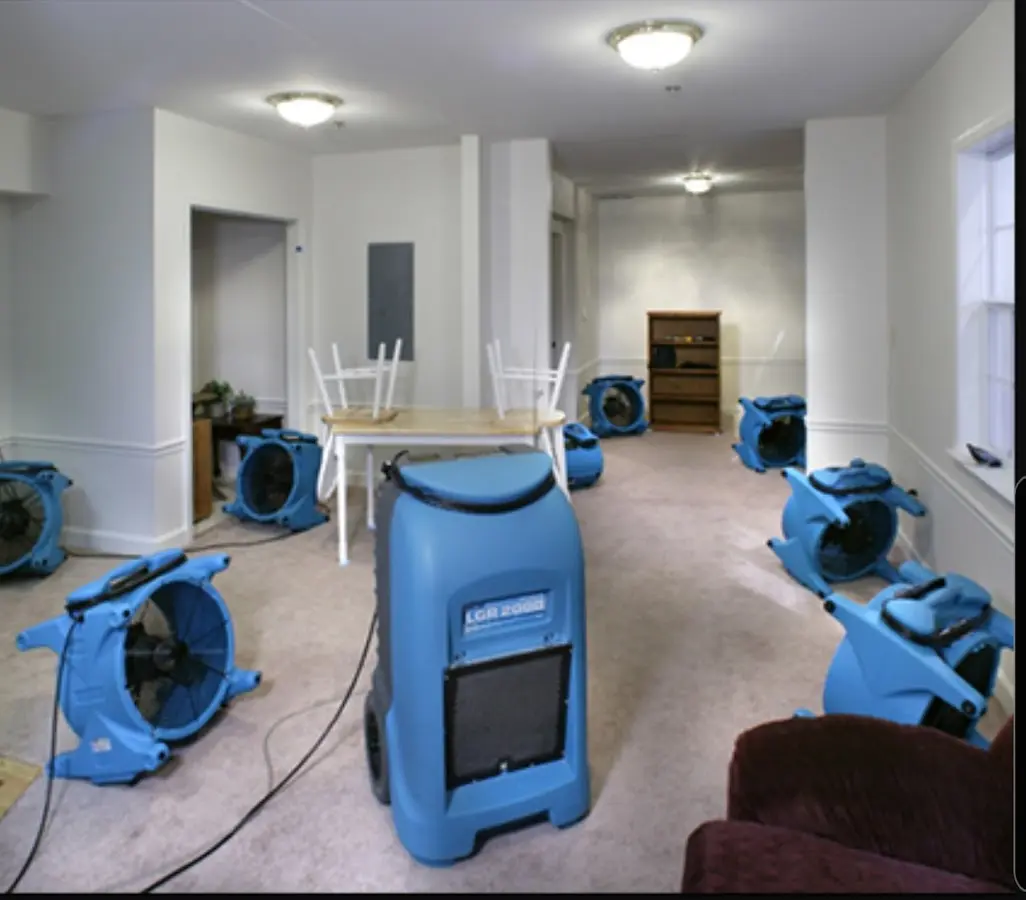 Air movers and dehumidifier setup for Water Extraction & Removal in Wenatchee